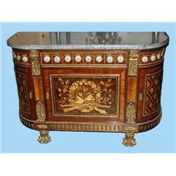 A good marquetry decorated mahogany and