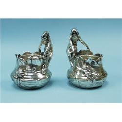 ART NOUVEAU - A pair of silver patinate