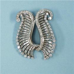 A platinum and diamond brooch of lyre d