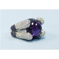 An unusual 18 kt. white gold, sapphire 