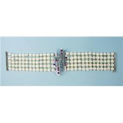 A five strand 7 mm cultured pearl brace