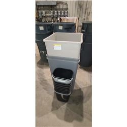 THREE LARGE TRASH CANS 19X19 QTY 3.  SMALL OFFICE TRASH CANS QTY 12