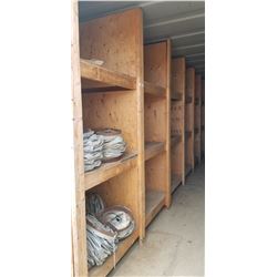 79" X 95"H X 51"D SHELVING UNIT  C/W 6 BINS 3/4 PLYWOOD