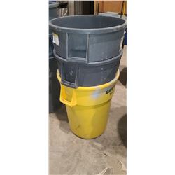 THREE 24" RUBBERMAID BINS