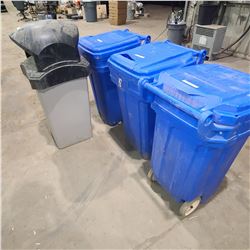 FOUR ASSORTED TRASH CANS SOME DAMAGED LOCATED IN FORT MCMURRAY