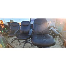 THREE BLACK HIGH BACK CHAIRS