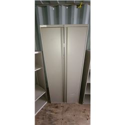 GREY METAL WARDROBE C/W SHELF AND COAT RACK