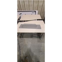 2 MAPLE COLOUR DESKS WITH TOP SELF LOCATED IN FORT MCMURRAY