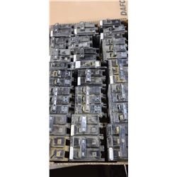 ASSORTMENT OF 15, 20, 30, 50,  60, 100 AMP BREAKERS QTY 24