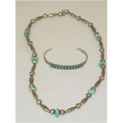 STERLING SILVER & TURQUOISE CUFF BANGLE