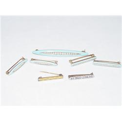 SET (4) 14K SMALL 1" BLUE ENAMEL BAR PI