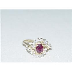 LADIES 14K YELLOW GOLD RUBY & DIAMOND B