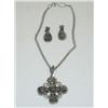 Image 1 : LARGE 800 SILVER FLORAL CROSS & MATCHIN