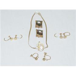 PR. GOLD SORORITY PINS, ALONG W/ 14K SO