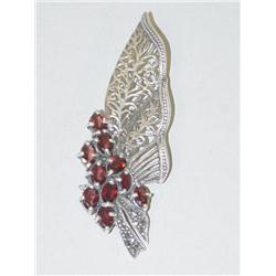 STERLING SILVER PIN SET W/ GARNETS &