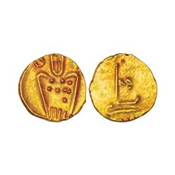 Medieval India: Malabar Coast, gold 'Veera Raya' fanam, 0.36g