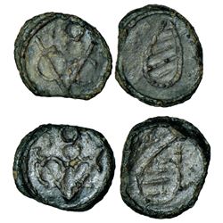 Indo-Dutch: tin bazaruk (2), Cochin mint, ND (1724-1795AD), 0.95g and 1.41g