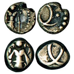 East India Company: Madras Presidency, Madras mint, silver fanam & 2 fanam, 0.84g and 1.77g