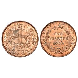 British India: Uniform Coinage, copper ¼ anna, 6.48g, 1858, Birmingham mint