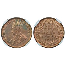 British India: George V, copper ¼ anna, 1916, Calcutta mint