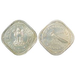 Republic India: 1949, nickel-brass pattern 2 annas, Bombay mint, 4.28g