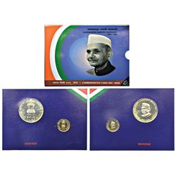 Republic India: 2005, Lalbahadur Shastri Birth Centenary, UNC set of 2 coins, Kolkata mint