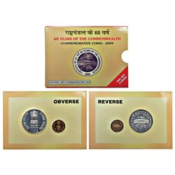Republic India: 2009, 60 Years of the Commonwealth, UNC set of 2 coins, Mumbai mint