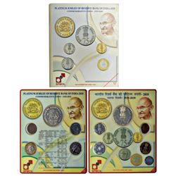 Republic India: 2010, Platinum Jubilee of Reserve Bank of India, UNC set of 5 coins, Mumbai mint