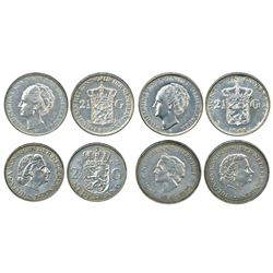 Foreign Coins: Netherlands, silver coins (4), 3x 2½ gulden and 1x 10 gulden