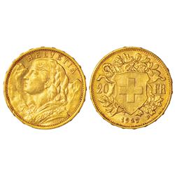 Foreign Coins: Switzerland, gold 20 francs, 1927, 'B' mint mark, 6.43g