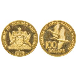 Foreign Coins: Trinidad & Tobago, gold 100 dollar (50% gold), 1976, 6.41g