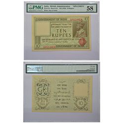 Paper Money: British India, George V, SPECIMEN 10 rupees note with presentation pack