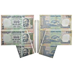 Paper Money: 100 rupees, misprint (2 notes), 2015, signed by Raghuram G. Rajan