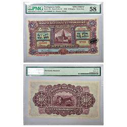 Paper Money: Indo-Portuguese Territories, Specimen, 10 rupias, 5th Issue, dated 11th January 1938