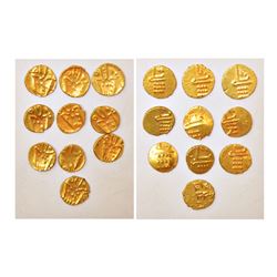 Large Lots: A group of 10 gold Veera Raya fanam