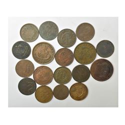 Large Lots: A group of 18 Canadian Provinces & Upper Canada coins