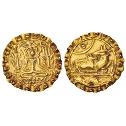 Ancient India: Samatata region, gold Dinar of 'Ratnattraya' type, (700-800 AD), 5.55g