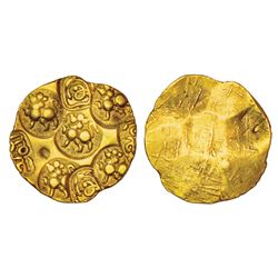 Medieval India: Chalukyas of Kalyani, gold punch-marked Gadyana, 3.86g