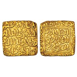 Sultanates: Delhi Sultan, Khiljis, Qutb al-Din Mubarak Shah (1316-1320 AD),gold square tanka, 10.90g