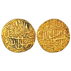Mughals: Akbar (1556-1605 AD), gold mohur, 10.91g, Dar ul-Khilafat Agra mint