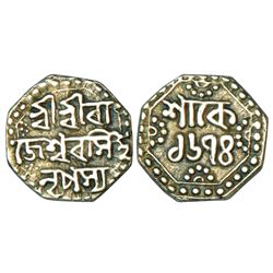 Independent Kingdoms: Assam, Rajesvara Simha (1751-1769 AD), silver ¼ rupee, Sake 1674, 2.85g