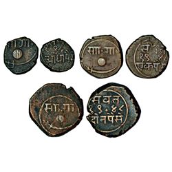 Princely States: Baroda, Sayaji Rao III (1875-1938 AD), set of 3 copper coins