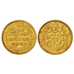 Princely States: Kutch, Pragmalji II/Queen Victoria (1861-1875 AD), gold 100 kori, 18.69g