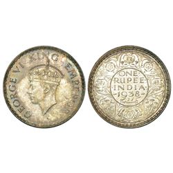 British India: George VI, silver rupee, 1938, Bombay mint, without dot