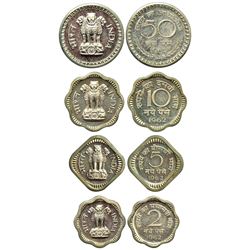 Republic India: 1962, proof, nickel & cupro-nickel coins, Bombay mint (4 coins)