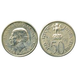 Republic India: 1964, Jawaharlal Nehru, proof, nickel 50 paisa, 5.15g, Bombay mint