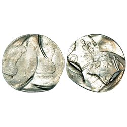 Republic India: 2018, Ferratic stainless steel, 2 rupees, error, off centre, multiple struck on both