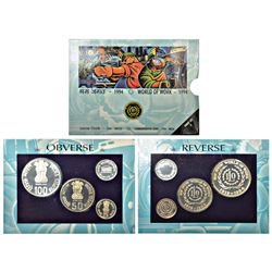 Republic India: 1994, World of Work, Proof set of 3 coins, Bombay mint