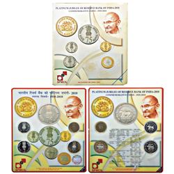 Republic India: 2010, Platinum Jubilee of Reserve Bank of India, Proof set of 5 coins, Mumbai mint