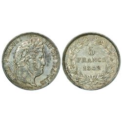 Foreign Coins: France, Louis Philippe (1830-1848 AD), silver 5 francs, AD 1842